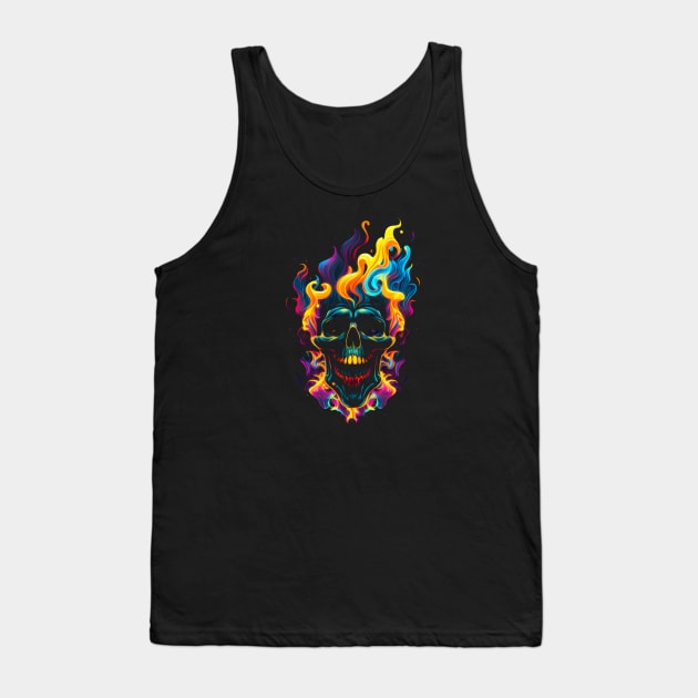 Psychedelic Flaming Skull #2 Tank Top by Butterfly Venom